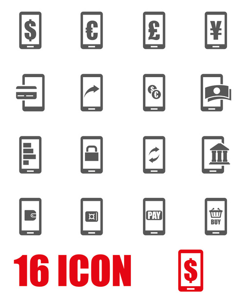 Conjunto de iconos de banca móvil vectorial gris
 - Vector, imagen
