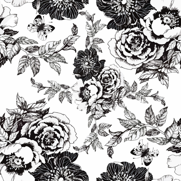 Seamless pattern with Beautiful flowers, Watercolor painting - Vektori, kuva