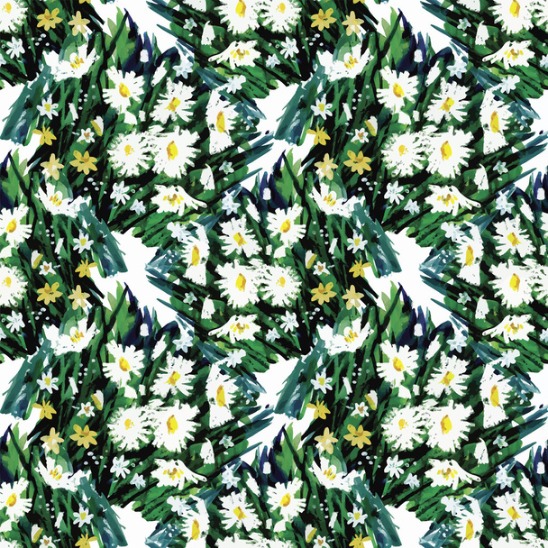 Seamless pattern with Beautiful flowers, Watercolor painting - Vector, afbeelding