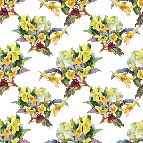 Seamless pattern with Beautiful flowers, Watercolor painting - Вектор,изображение