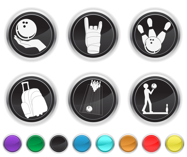 Ícones de boliche, cada ícone de cor é definido em uma camada diferente
 - Vetor, Imagem