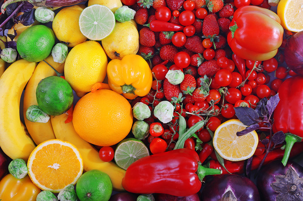 Verse groenten en fruit close-up - Foto, afbeelding
