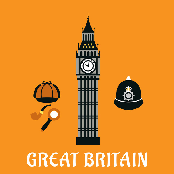 Big Ben tower and other britain objects - Vector, Image