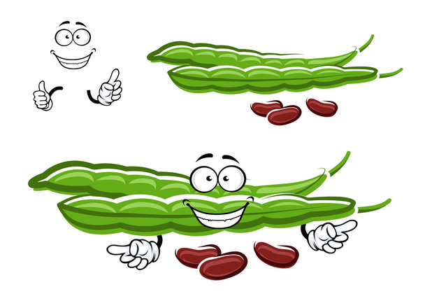 Cartoon bean pods with brown beans - Wektor, obraz