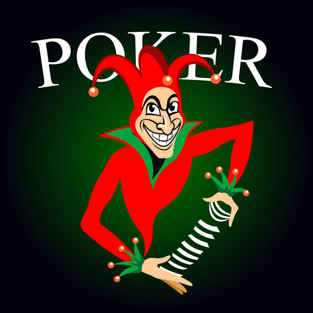 Poker emblem with joker and playing cards - ベクター画像