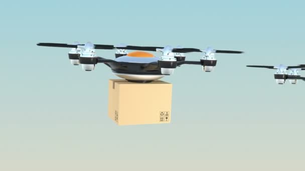 Hexacopter drones livraison paquets en carton en formation
 - Séquence, vidéo