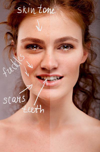 Konzept Hautpflege und Zahnaufhellung - Foto, Bild