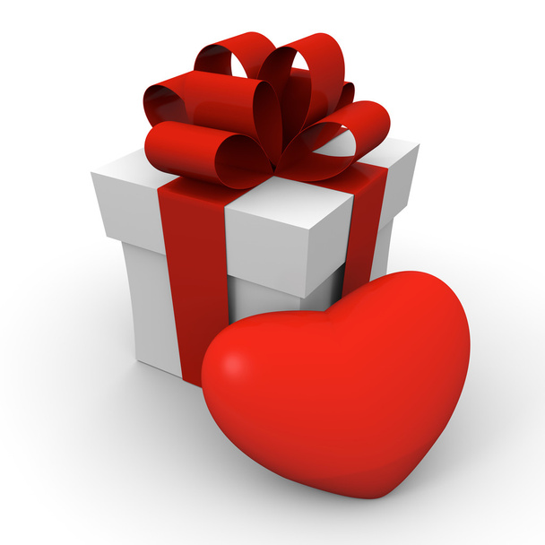 Caja de regalo de San Valentín con un gran corazón rojo
 - Foto, imagen