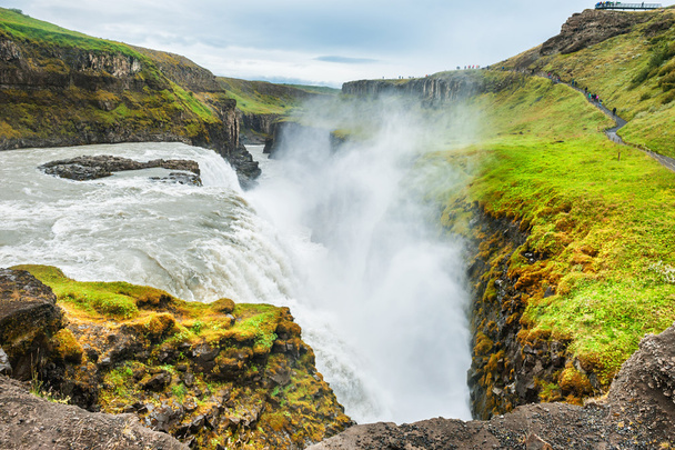 Beautiful and famous Gullfoss waterfall, Iceland - Fotoğraf, Görsel