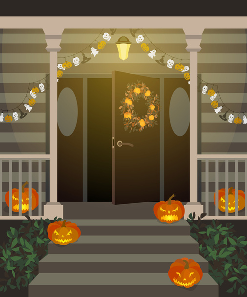 Halloween, zdobené dveře. - Vektor, obrázek