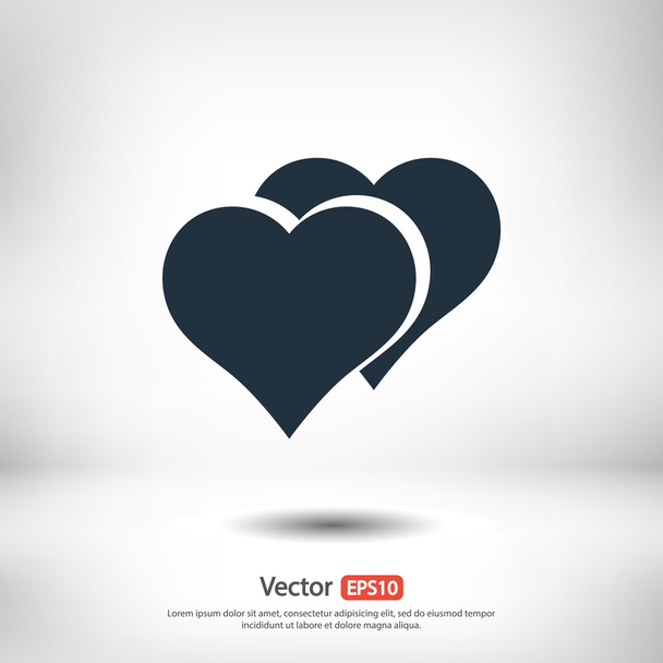 Hearts icon, flat design - Vetor, Imagem
