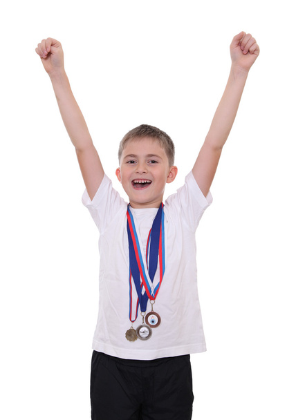 Happy boy with medals - Foto, Bild