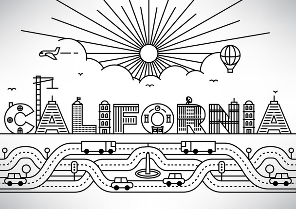 カリフォルニア州の都市タイポグラフィ デザイン - ベクター画像