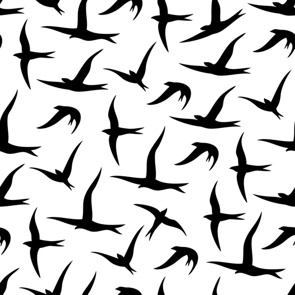 Seamless pattern with ink swallows - Vector, afbeelding