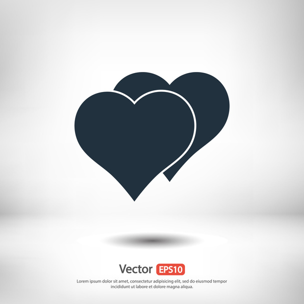 Hearts icon, flat design - Διάνυσμα, εικόνα