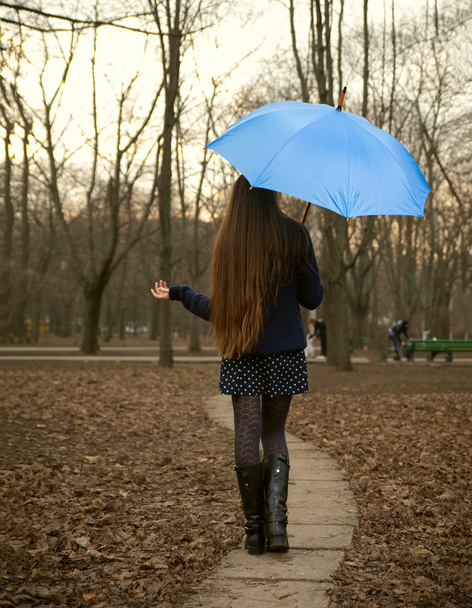 mujer caminando en el parque en otoño - Foto, imagen