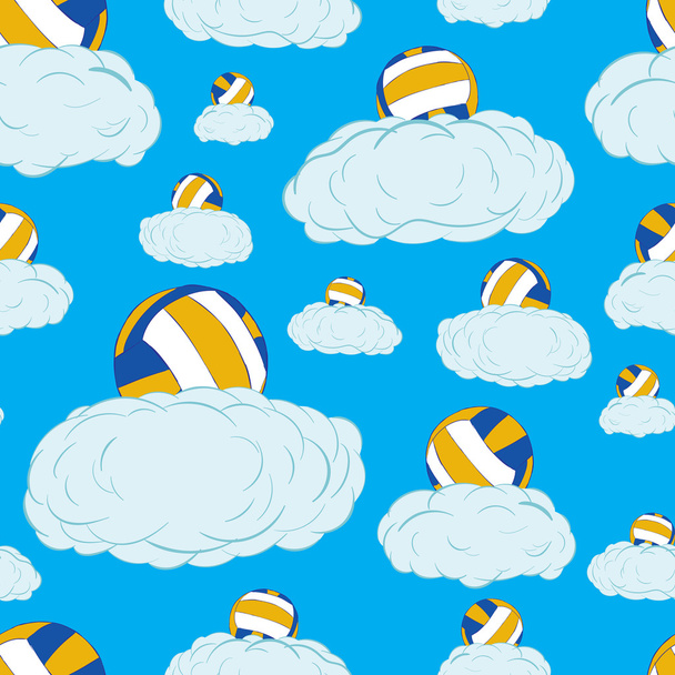 雲の上のシームレスなバレーボール - ベクター画像