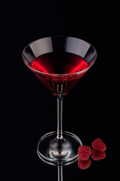 Fruit cocktail in crystal glass on a dark background - Foto, Imagem