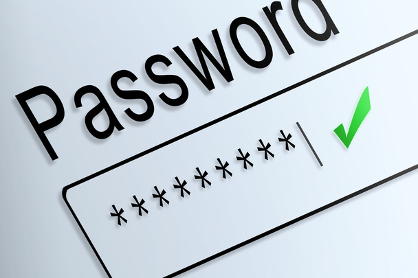 Nahaufnahme Typ Passwort korrekt schützen auf dem Bildschirm, Vorsicht soziale  - Foto, Bild