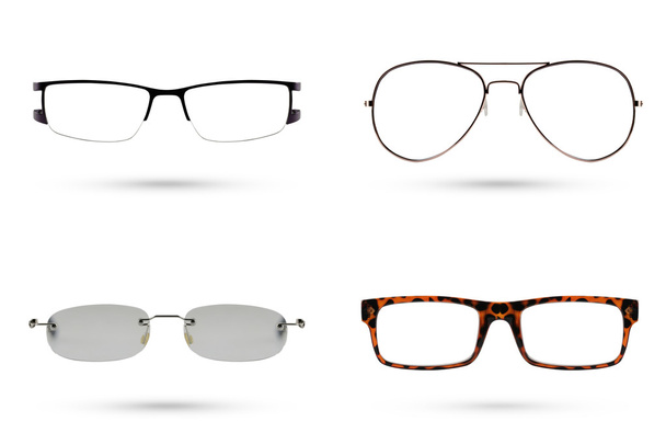 Klasszikus divat szemüveg stílus gyűjtemény elszigetelt fehér b - Fotó, kép