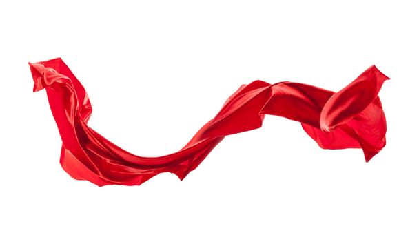 Isolated shot of red satin, isolated on white background - Foto, afbeelding
