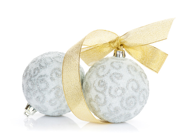 Bola de Navidad y cinta dorada
 - Foto, Imagen