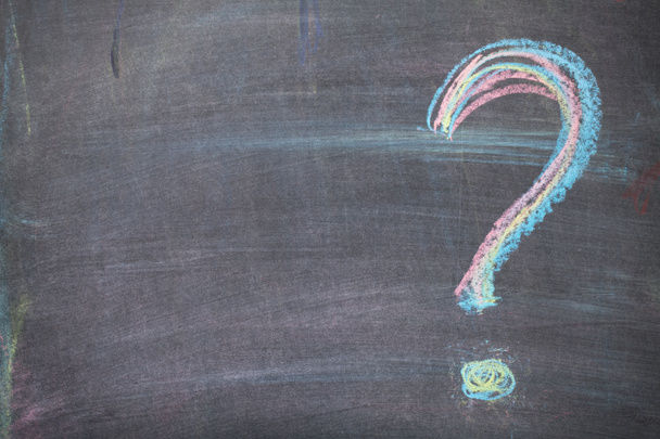 Colorful chalk question mark on blackboard - Photo, Image