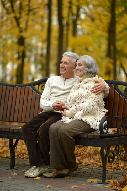 elderly couple on bench - Фото, изображение