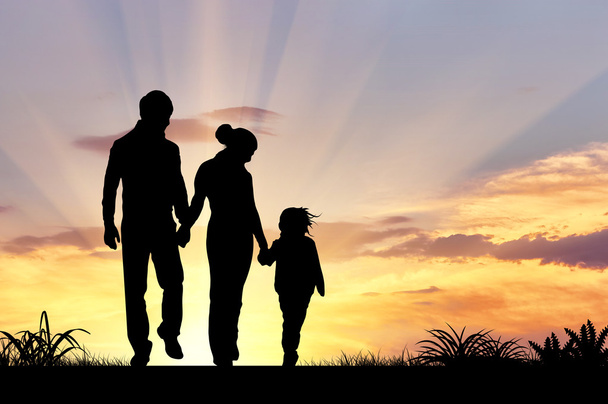 Silhouette of a happy family - Photo, Image