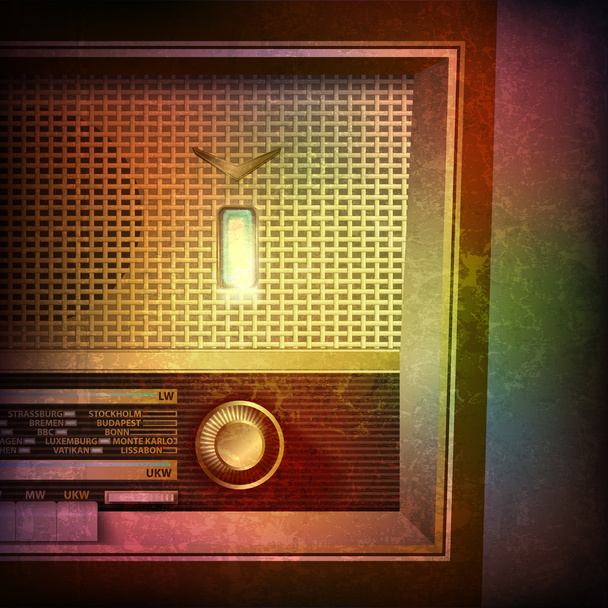 abstract grunge background with retro radio - Вектор, зображення