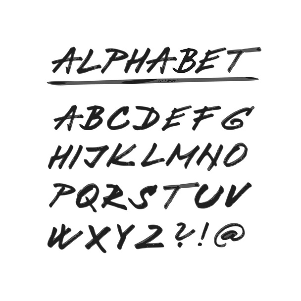 Hand drawn vector alphabet, font, isolated upper case letters - Vector, Image