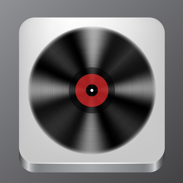 Music App Icon with Vinyl Record - ベクター画像