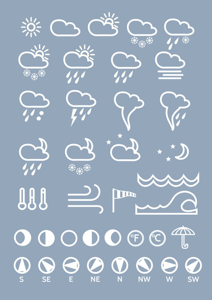 Weather icons line theme on grey background - Vector, Image