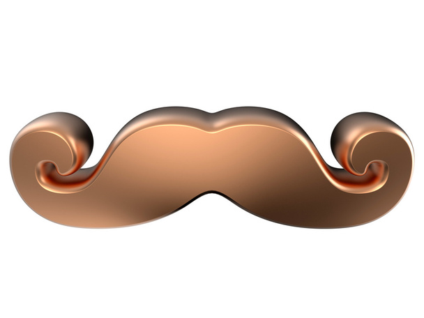 Bronze mustache. 3D render - Foto, afbeelding
