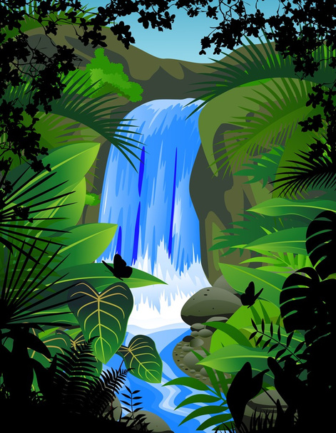 Tropical forest background - Vector, Image