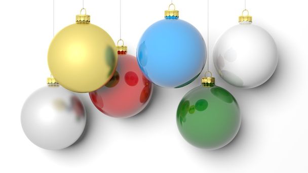 Bolas de Natal coloridas, isoladas em fundo branco
. - Foto, Imagem
