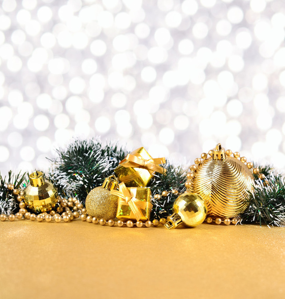 Christmas decorations on a silvery background - Zdjęcie, obraz