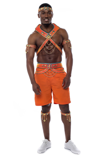 Young male samba dancer in carnival costume - Fotó, kép