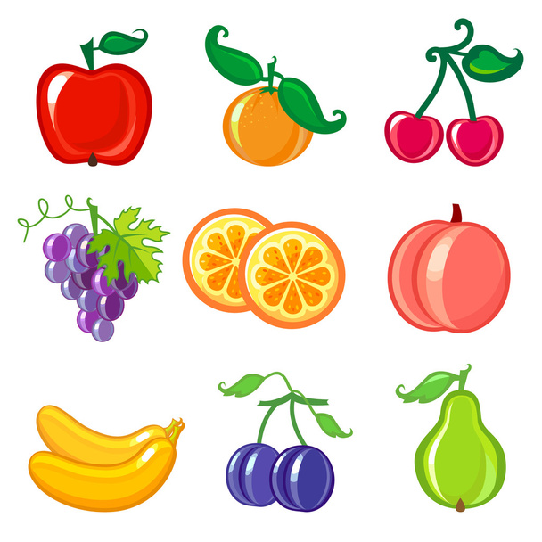 fruit pictogrammen - Vector, afbeelding