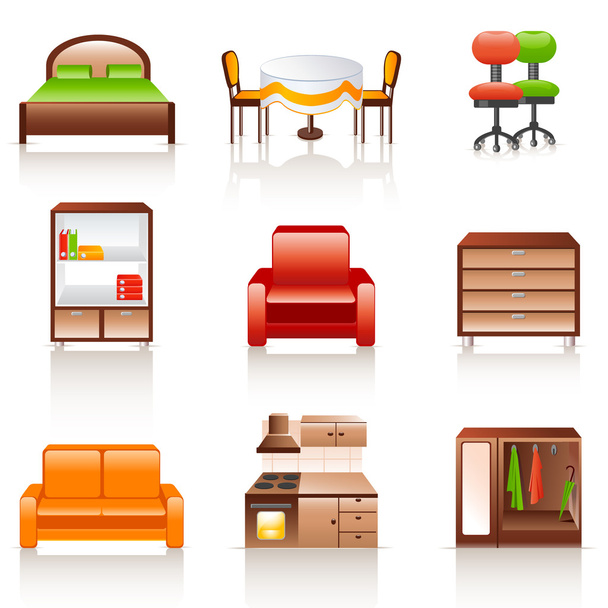 Iconos de muebles - Vector, Imagen