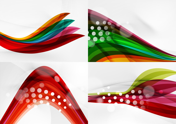 Set of abstract backgrounds. Curve wave lines with light and shadow effects - Vector, Image