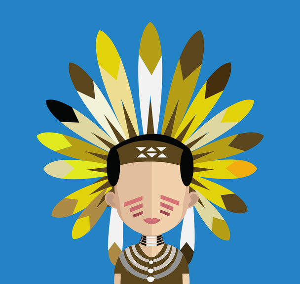 Dibujos animados indio, nativo americano
 - Vector, imagen