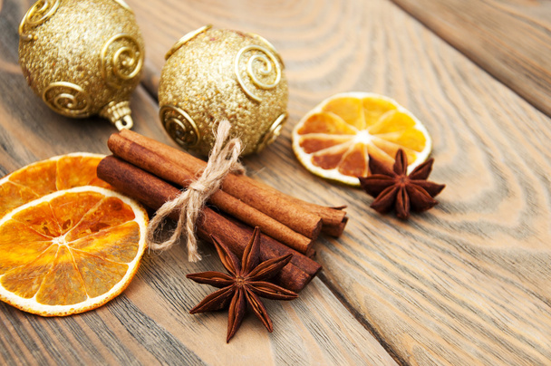 Spices and dried oranges - Φωτογραφία, εικόνα