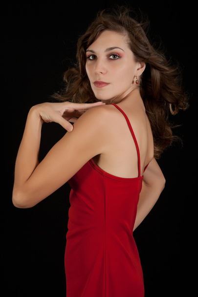 Sexy young woman in red dress. - Foto, Bild