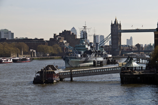 Белфаст HMS (C35) Королівських ВМС легких крейсера на Річка Темза - Фото, зображення
