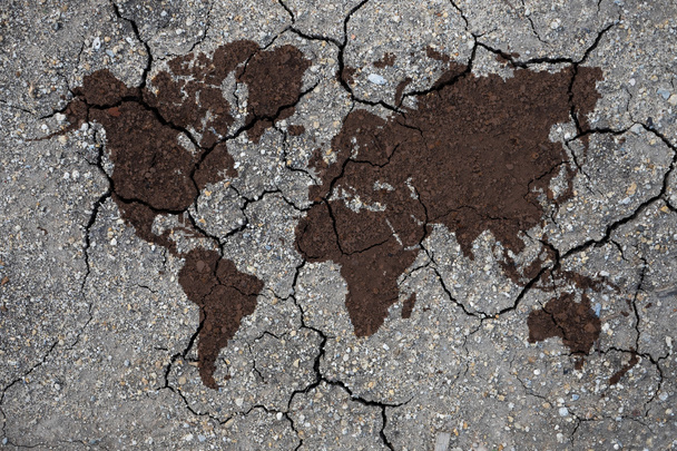 地球温暖化の概念世界地図 - 写真・画像