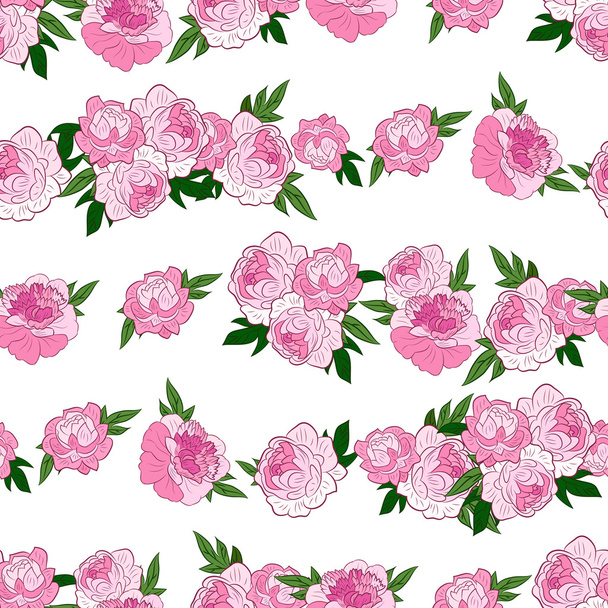 Seamless pattern with pink peonies - Wektor, obraz