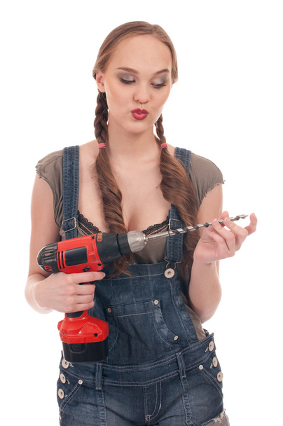 Young woman holding drill with auger - Photo, Image