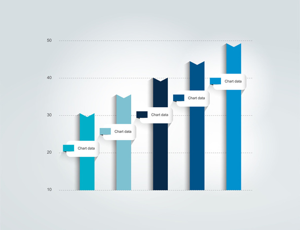 Blue Flat chart, graph. Simply color editable. Infographics elements. - Vector, Image