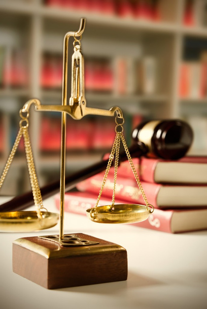 Law composition with scale and gavel on books - Photo, Image